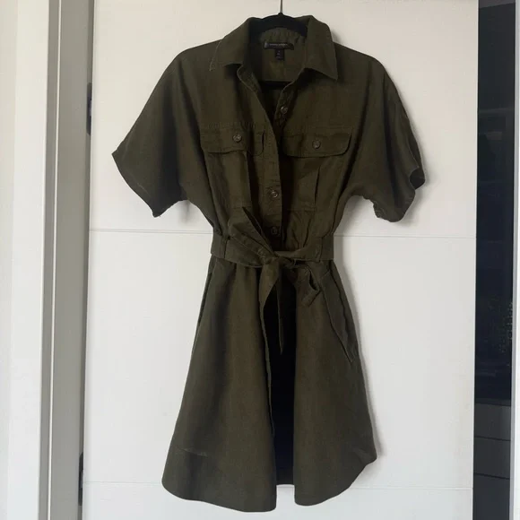 Banana Republic Olive Green Linen utility dress - Picture 3 of 7
